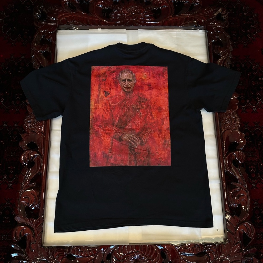 Amirah Black Tee with Red Artistic Print